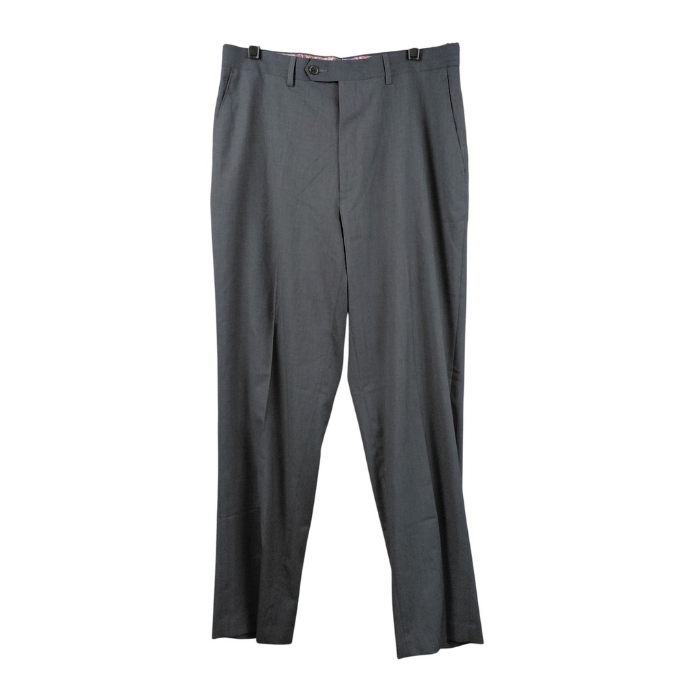 Tallia Mens Dress Pants Charcoal Gray Flat Front‎ Trousers 34W x 32L
